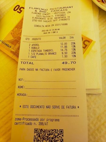Note d'un repas en couple