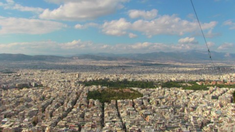 Ville d'Athènes en vue aérienne.