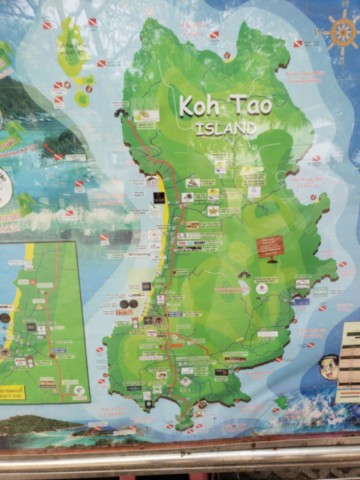 Carte de Koh Tao avec lieux de plongée