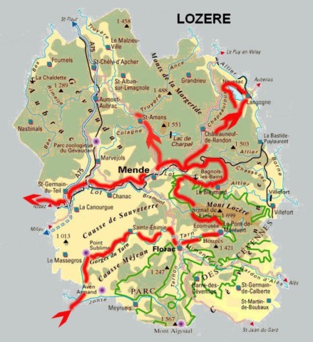 Trajet en Lozère en camping car